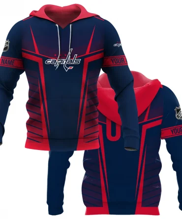 Custom Name &amp; Number NHL Washington Capitals Exclusive All Over Prints QTNHL311024A1WCHD - Hoodie