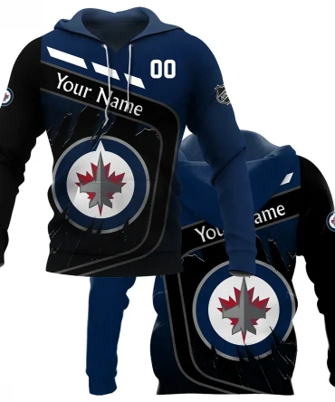 Custom Name &amp; Number NHL Winnipeg Jets Exclusive All Over Prints BLNHL311024A1WJHD - Hoodie