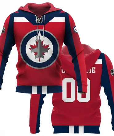 Custom Name &amp; Number NHL Winnipeg Jets Exclusive All Over Prints HONHL3110A01WJHD - Hoodie