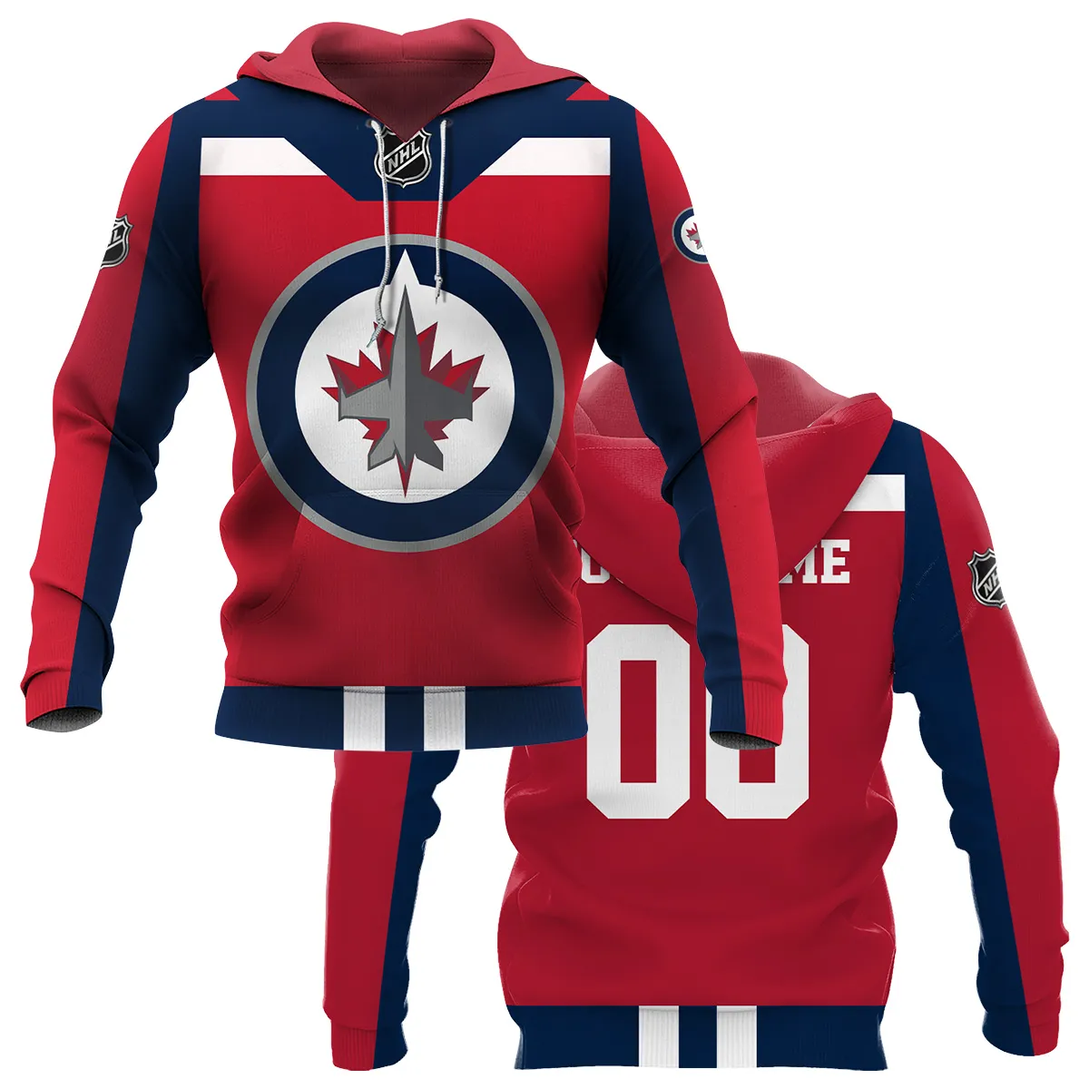 Custom Name & Number NHL Winnipeg Jets Exclusive All Over Prints HONHL3110A01WJHD - Hoodie