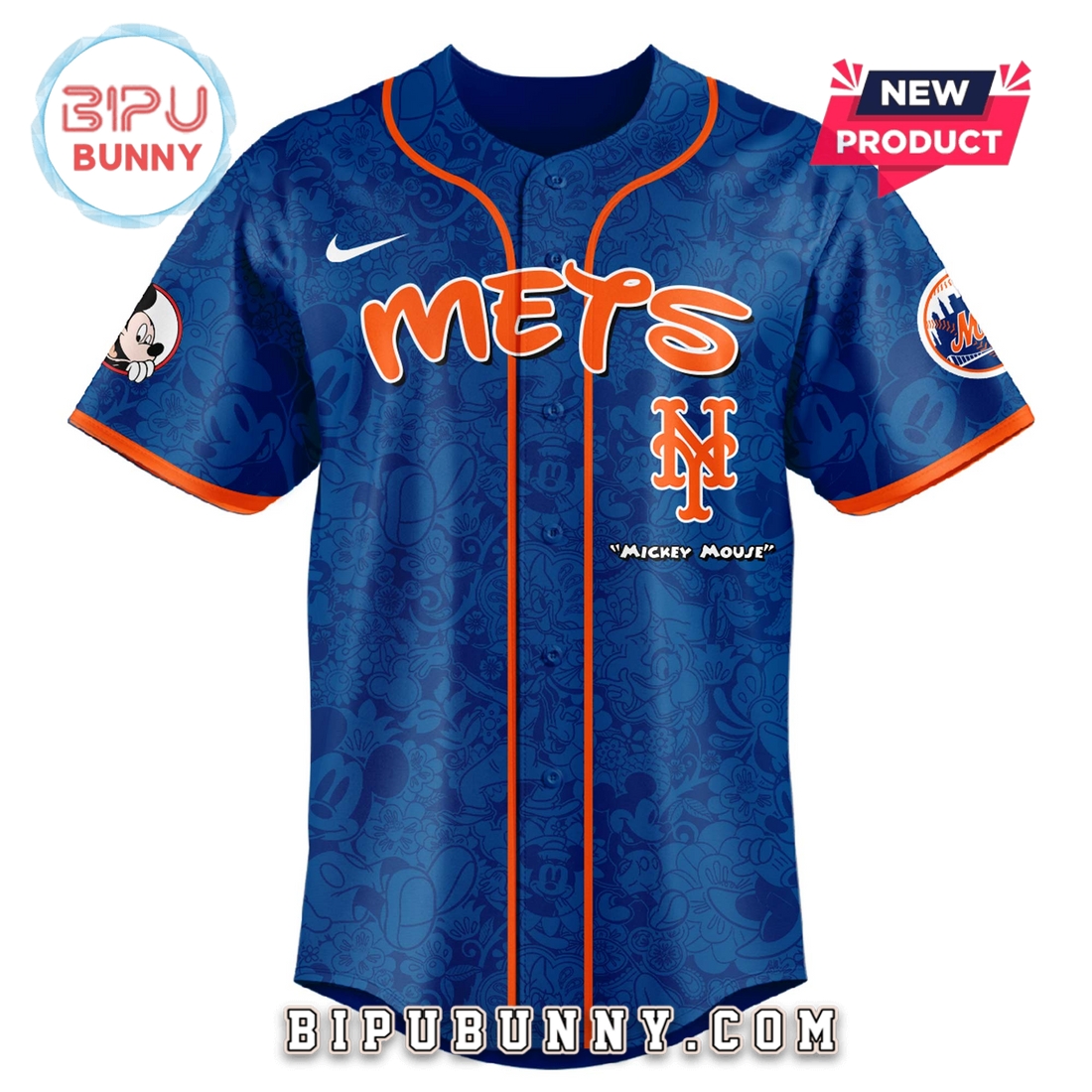 Custom New York Mets x Mickey Night Game Baseball Jersey - Image 2