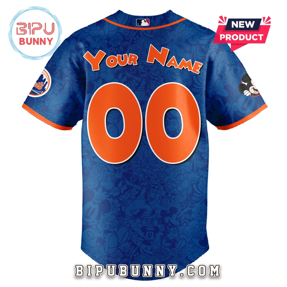 Custom New York Mets x Mickey Night Game Baseball Jersey - Image 3