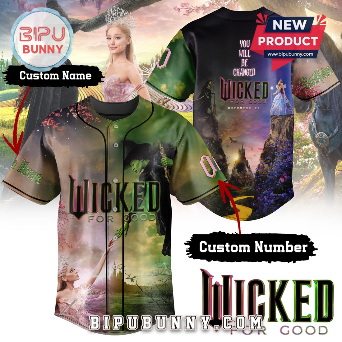 Custom Wicked For Good Baseball Jersey