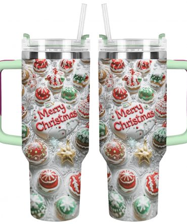 Cute Cake Christmas Custom Stanley Quencher 40oz Stainless Steel Tumbler With Handle