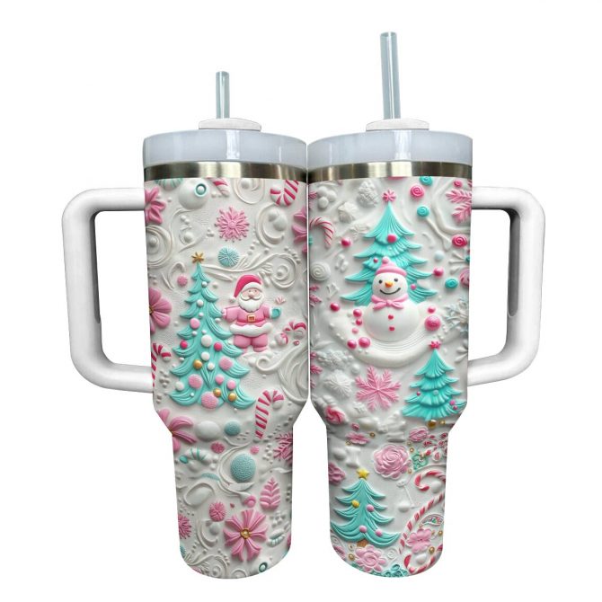 Cute Christmas Custom Stanley Quencher 40oz Stainless Steel Tumbler With Handle - Image 3
