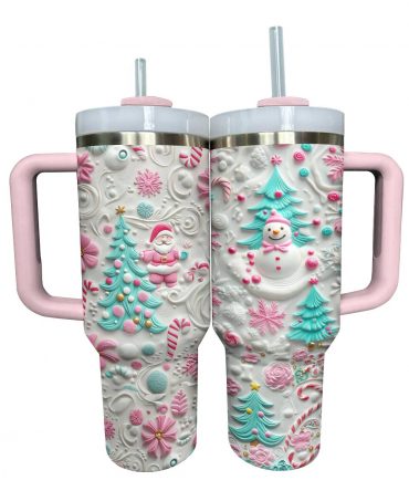 Cute Christmas Custom Stanley Quencher 40oz Stainless Steel Tumbler With Handle