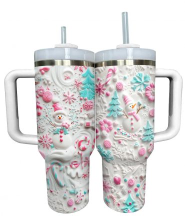 Cute Snowman Lovely Christmas Custom Stanley Quencher 40oz Stainless Steel Tumbler With Handle