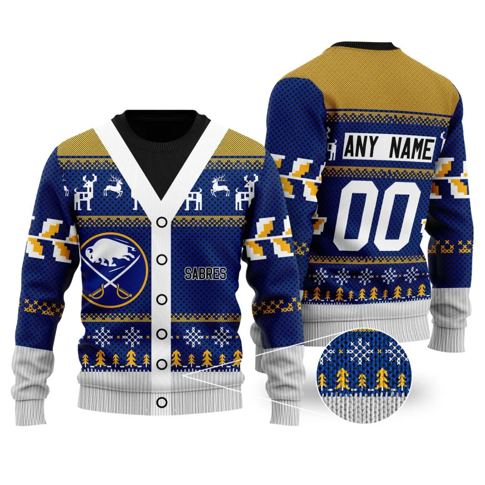 NHL Buffalo Sabres | Personalized Name & Number Unisex Sweater For Christmas Season
