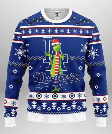 Los Angeles Dodgers Funny Grinch Ugly Christmas Sweater, Grinch Xmas Sweater