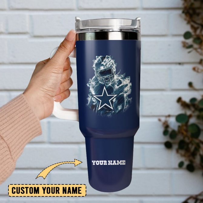 Personalized Football Fan Tumbler with Handle & Straw - Custom Name - Image 2