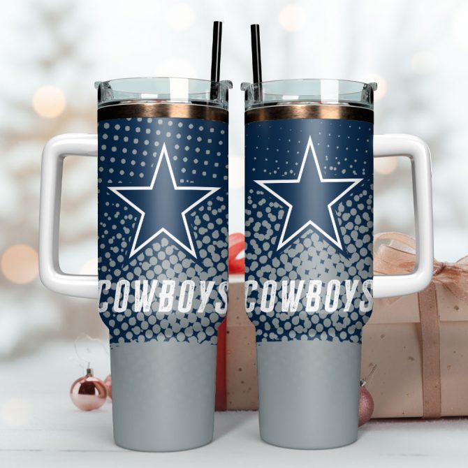 Stylish Insulated Tumbler with Handle & Straw - Perfect for Cowboys Fans - Image 3