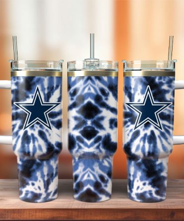 Stylish Blue Tie-Dye Star Tumbler with Handle - Perfect for On-the-Go