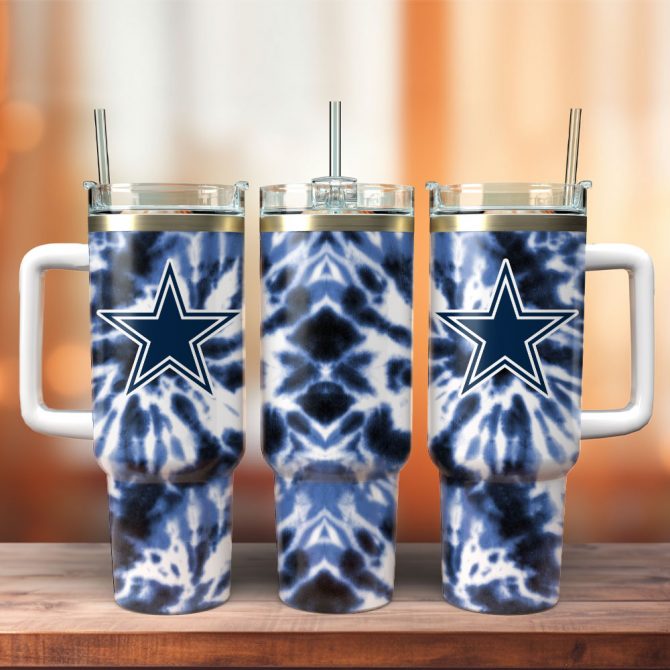 Stylish Blue Tie-Dye Star Tumbler with Handle - Perfect for On-the-Go