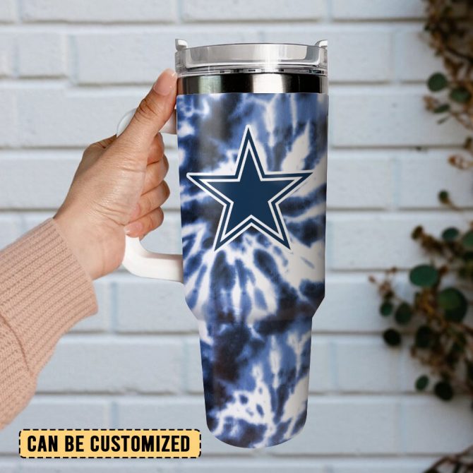 Stylish Blue Tie-Dye Star Tumbler with Handle - Perfect for On-the-Go - Image 2