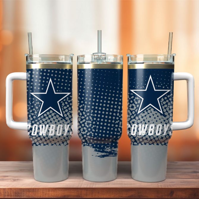 Stylish Insulated Tumbler with Handle & Straw - Perfect for Cowboys Fans