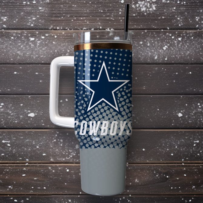 Stylish Insulated Tumbler with Handle & Straw - Perfect for Cowboys Fans - Image 4
