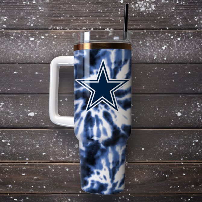 Stylish Blue Tie-Dye Star Tumbler with Handle - Perfect for On-the-Go - Image 4