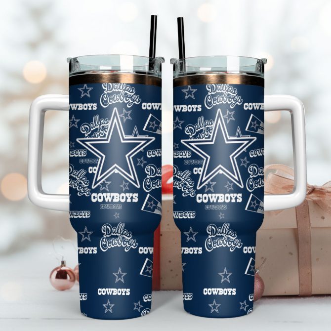 Ultimate Cowboys Fan Tumbler with Handle - Insulated & Stylish - Image 3