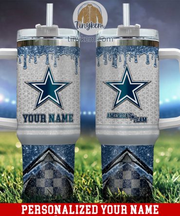 Personalized Star Team Tumbler with Handle - Custom Name & Logo