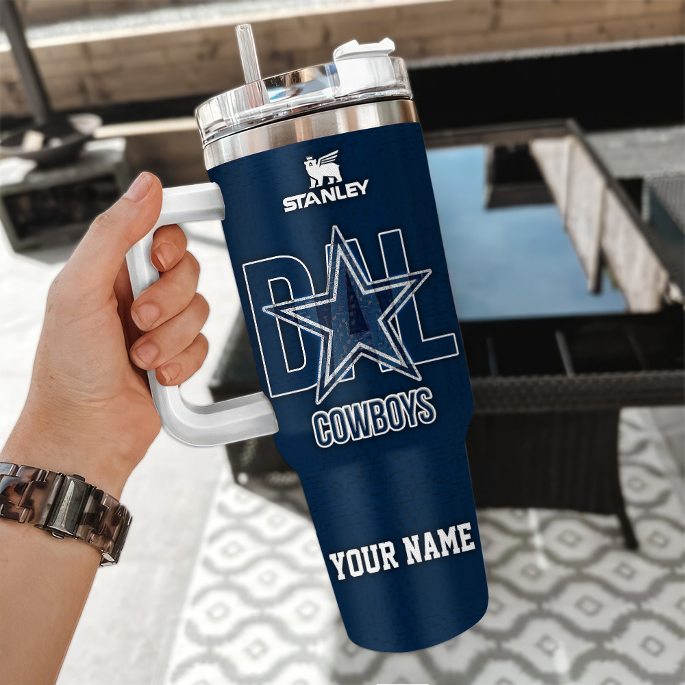 Customizable Dallas Cowboys Tumbler - Personalized Stainless Steel Travel Mug - Image 3