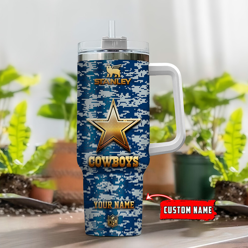 Customizable Cowboys Camouflage Travel Mug - Personalized Gift for Football Fans - Image 2