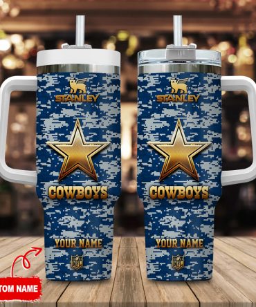 Customizable Cowboys Camouflage Travel Mug - Personalized Gift for Football Fans
