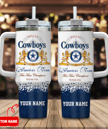 Custom Dallas Cowboys Tumbler - Personalized Fan Gift with Handle & Straw