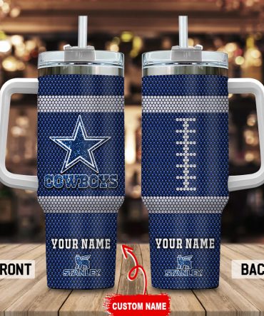Custom Name Football Tumbler with Handle - Personalized Gift for Fans