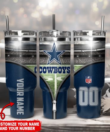 Customizable NFL Team Tumbler with Handle - Personalize Your Name & Number