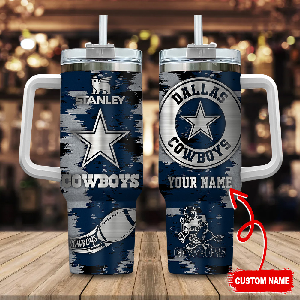 Personalized Dallas Cowboys Insulated Tumbler with Handle - Custom Name Gift