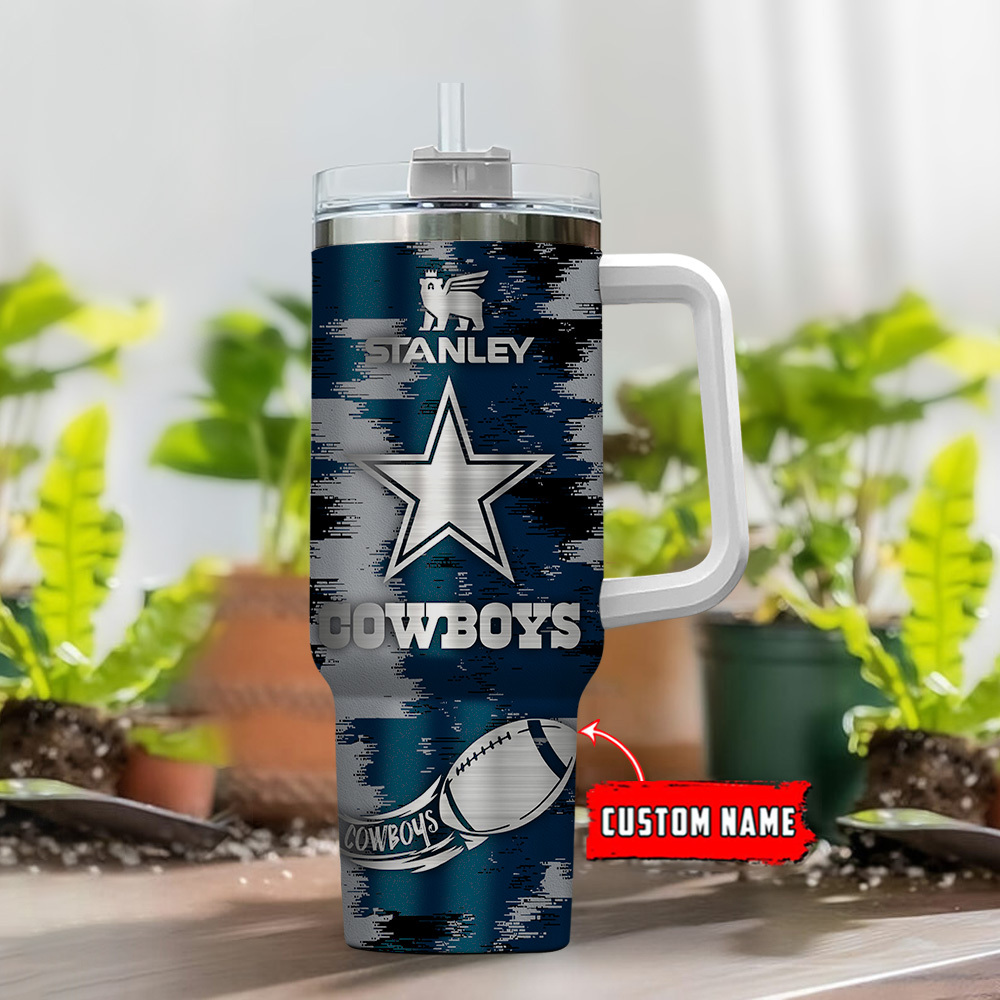 Personalized Dallas Cowboys Insulated Tumbler with Handle - Custom Name Gift - Image 2
