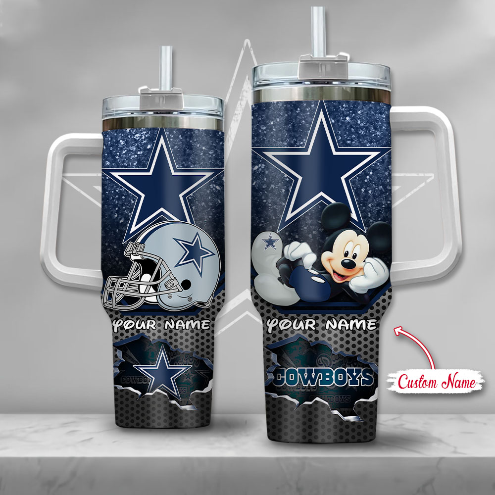 Customizable Mickey and Star Sports Fan Tumbler with Handle