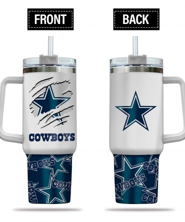 Cowboys Insulated Tumbler Mug with Handle & Straw - Double Wall Design
