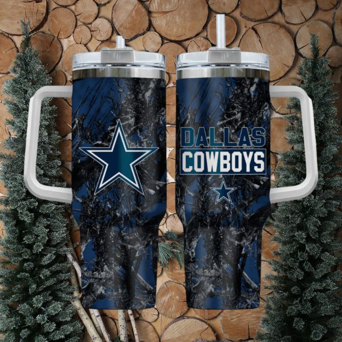 Premium Dallas Cowboys Insulated Tumbler with Handle & Straw - 40oz - Image 2
