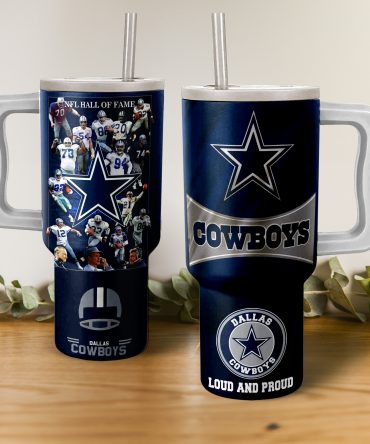 Dallas Cowboys Stainless Steel Tumbler with Straw - NFL Hall of Fame Design