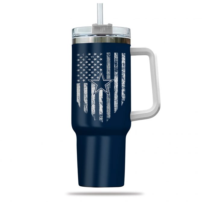 Old Man Cowboy Fan Tumbler - Double-Walled Insulated Mug with Handle & Straw - Image 2