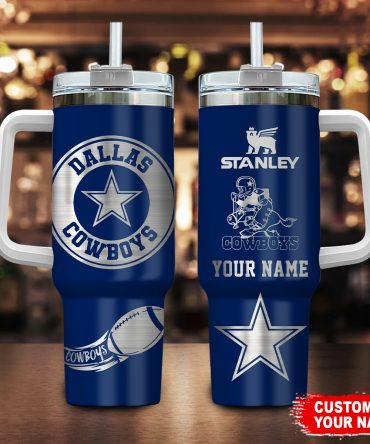 Personalized Dallas Cowboys Tumbler with Handle - Custom Name & Logo