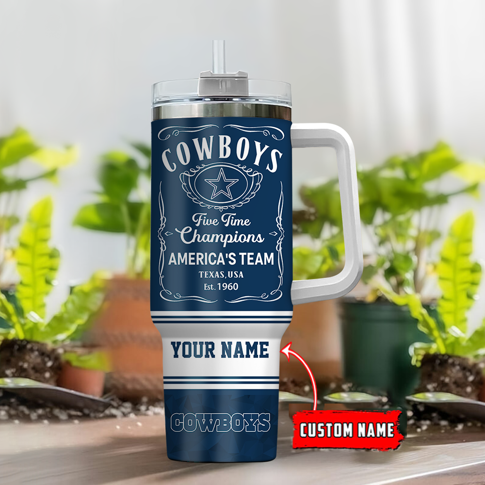 Custom Name Cowboys Tumbler Mug - Celebrate America's Team in Style - Image 2