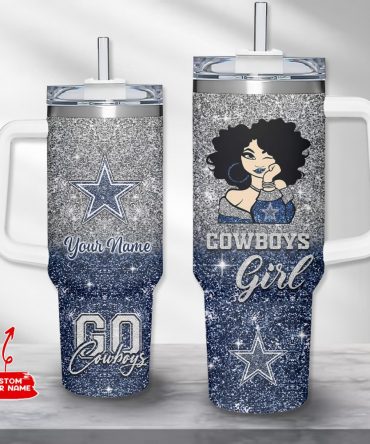 Custom Glitter Cowboys Girl Tumbler - Personalized Star Design
