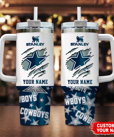 Customizable Stanley Tumbler with Handle - Personalized Cowboys Design