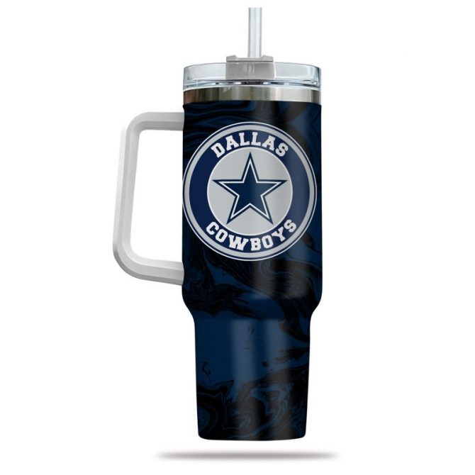 Dallas Cowboys Fan Tumbler with Handle - 40oz Insulated Travel Mug - Image 3