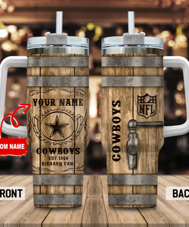 Customizable Cowboys Barrel Mug with Tap - Perfect for Fans!