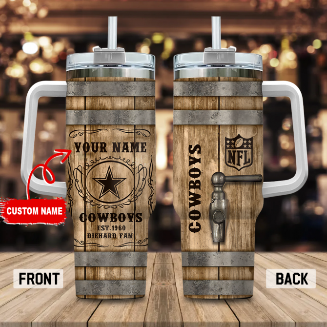 Custom Engraved Cowboys Tumbler with Handle - Perfect Gift for Fans