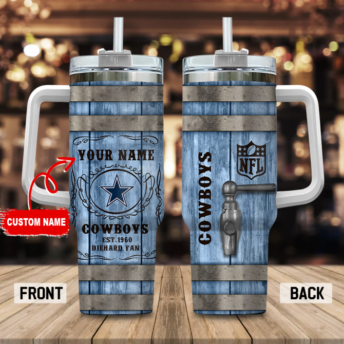 Custom Engraved Cowboys Tumbler with Handle - Perfect Gift for Fans - Image 3