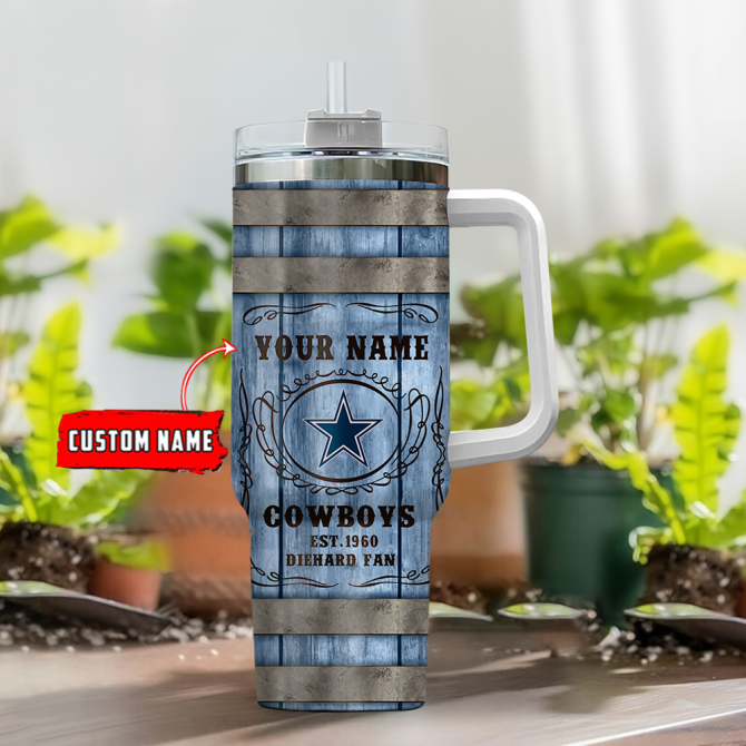 Custom Engraved Cowboys Tumbler with Handle - Perfect Gift for Fans - Image 4