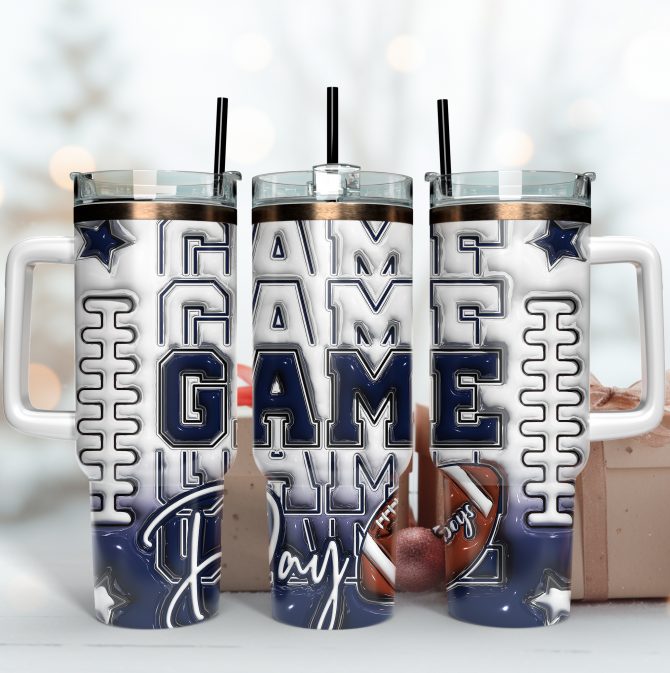 Stylish Football Game Day Tumbler with Handle - Perfect for Sports Fans