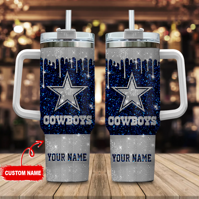 Custom Glitter Tumbler with Handle - Personalized Star Design