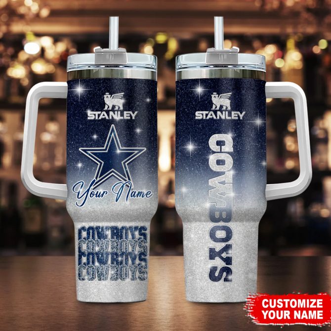Customized Stanley Tumbler with Handle - Personalize Your Cowboys Pride