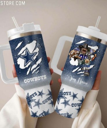 Personalized Cowboys Tumbler - Custom Name Football Fan Gift