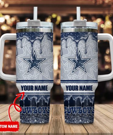 Custom Name Star Sports Team Glitter Tumbler with Handle & Straw